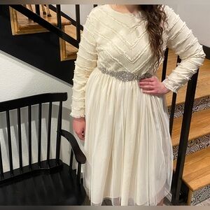 Dainty Jewells Textured & Tulle Dress